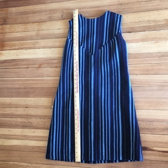 VINTAGE LINTON TWEED blue and black striped dress - Picture 8 of 8